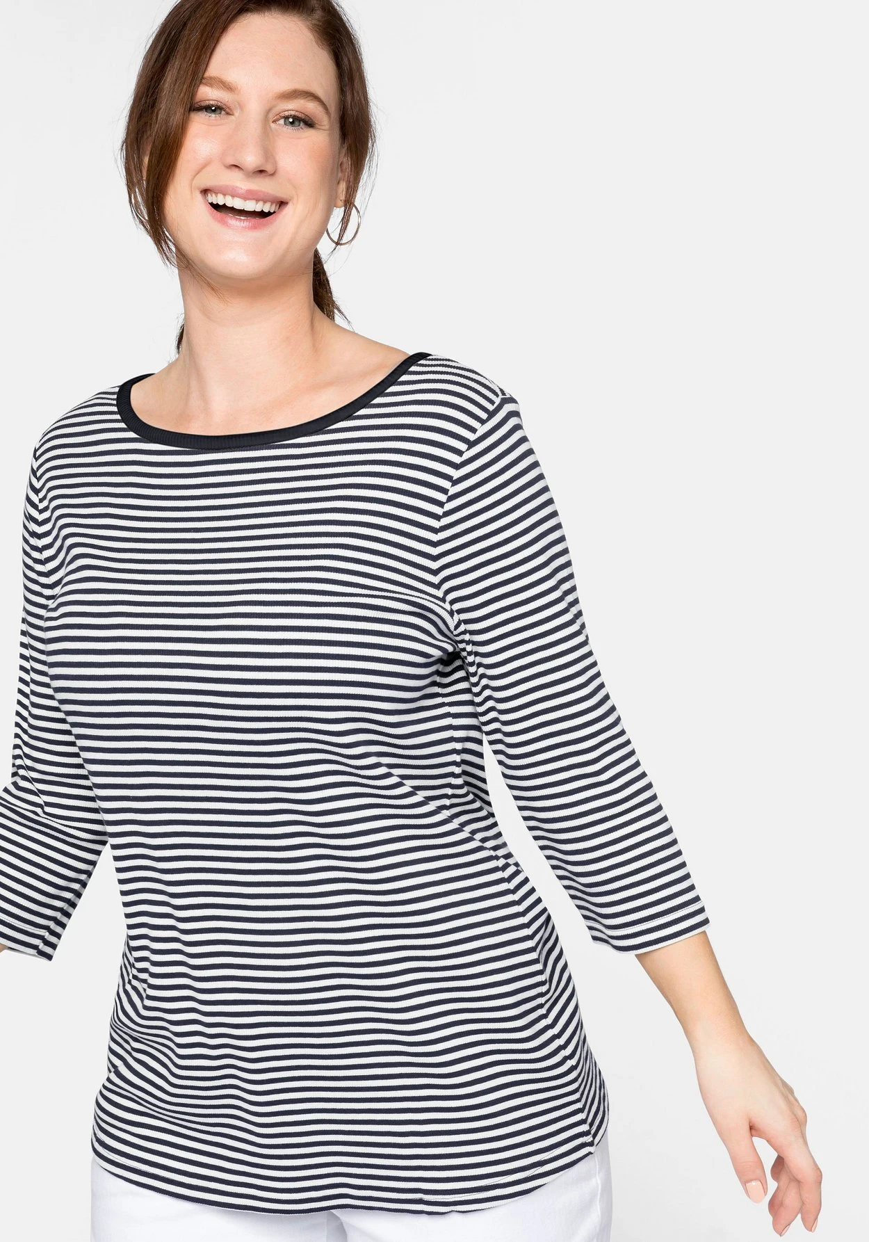 Sheego Shirt Aus Rippware Mit Garngefärbten Ringeln 8 Sheego Shirt Aus Rippware Mit Garngefärbten Ringeln – Bild 6