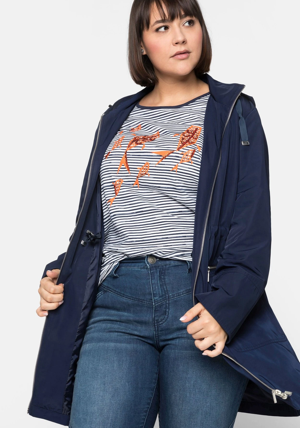 Sheego Outdoorjacke Mit Kapuze Und 2-Wege-Reißverschluss 3 Sheego Outdoorjacke Mit Kapuze Und 2-Wege-Reißverschluss