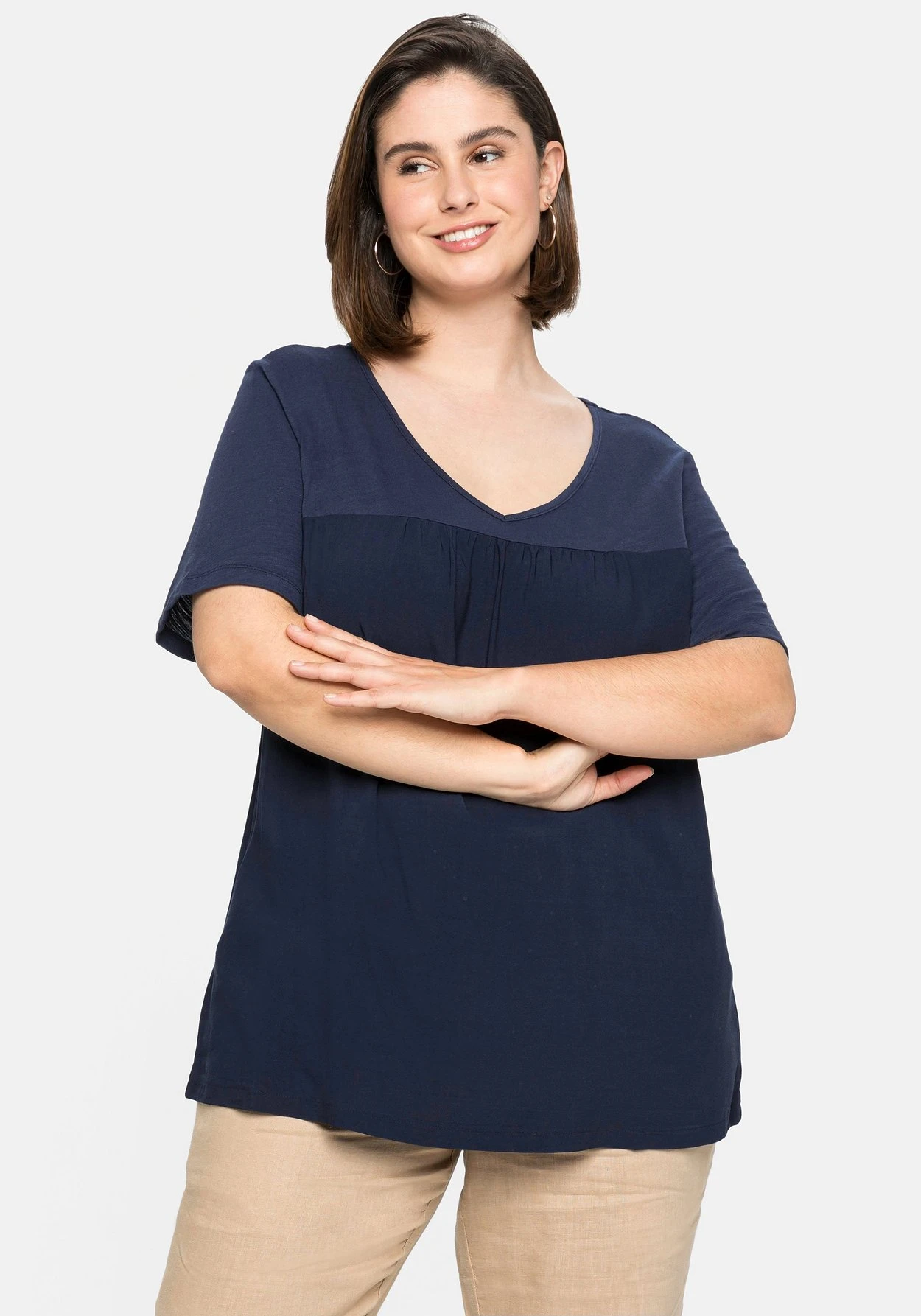 Sheego Shirt Im Materialmix, In A-Linie 3 Sheego Shirt Im Materialmix, In A-Linie