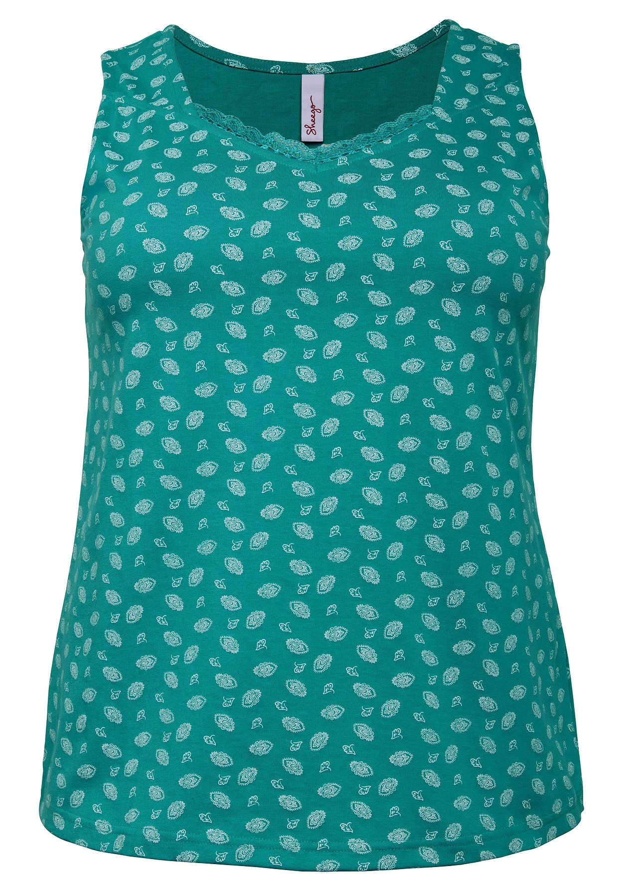 Sheego Top Mit Alloverdruck Und Spitze Am Ausschnitt 5 Sheego Top Mit Alloverdruck Und Spitze Am Ausschnitt – Bild 3