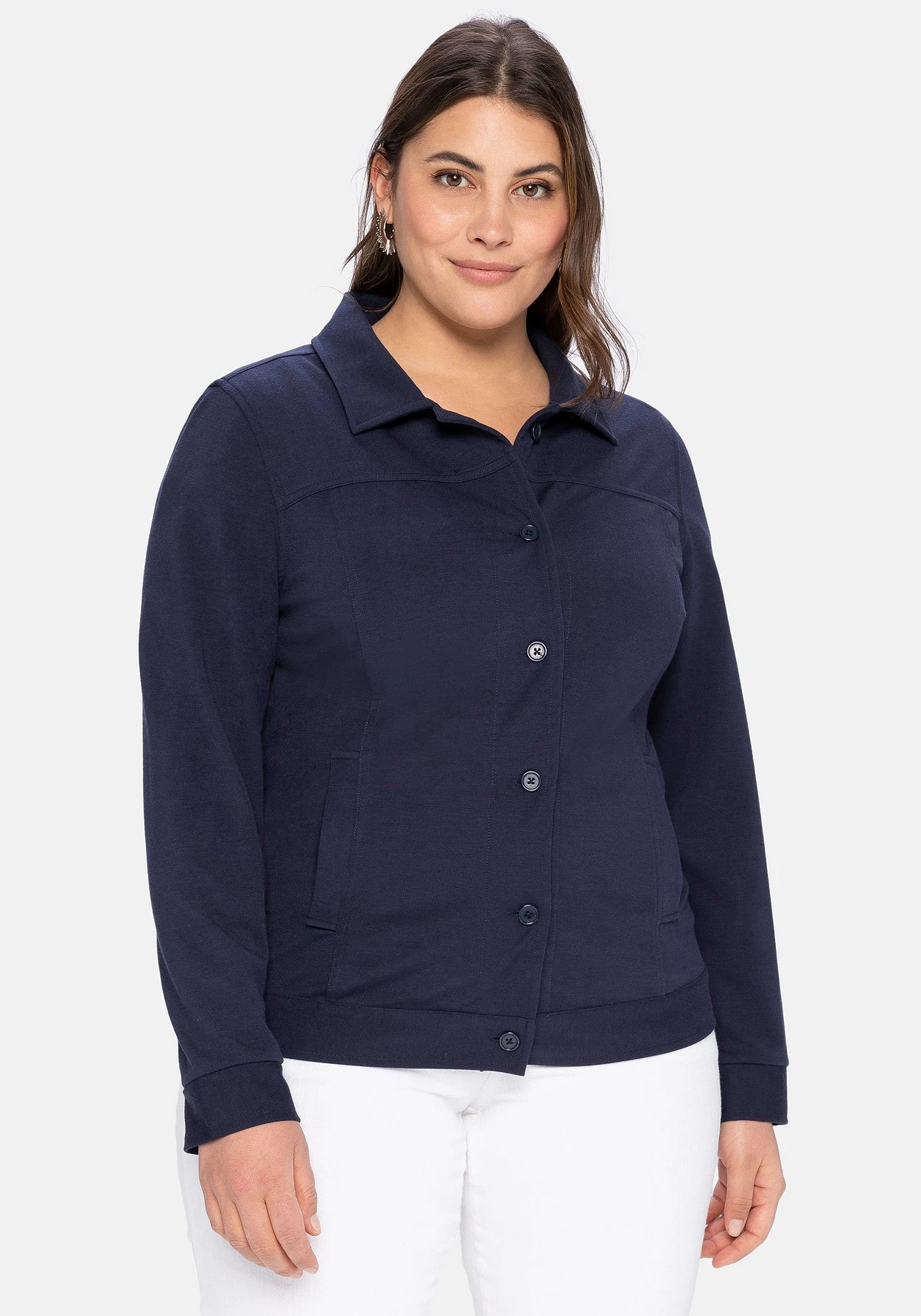 Sheego Kurzjacke Aus Interlock, Leicht Tailliert 6 Sheego Kurzjacke Aus Interlock, Leicht Tailliert – Bild 4