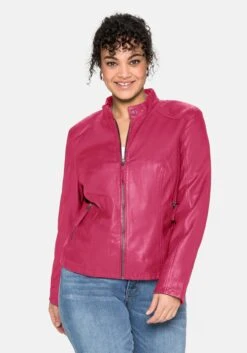 Sheego Lederjacke Aus Lammnappa, Mit Stehkragen -Sheego Verkaufsgeschäft 14001700245 04XUR 00 SH