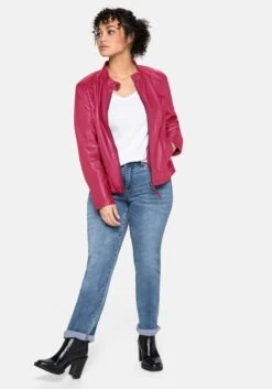 Sheego Lederjacke Aus Lammnappa, Mit Stehkragen -Sheego Verkaufsgeschäft 14001700245 04XUT 00 SH