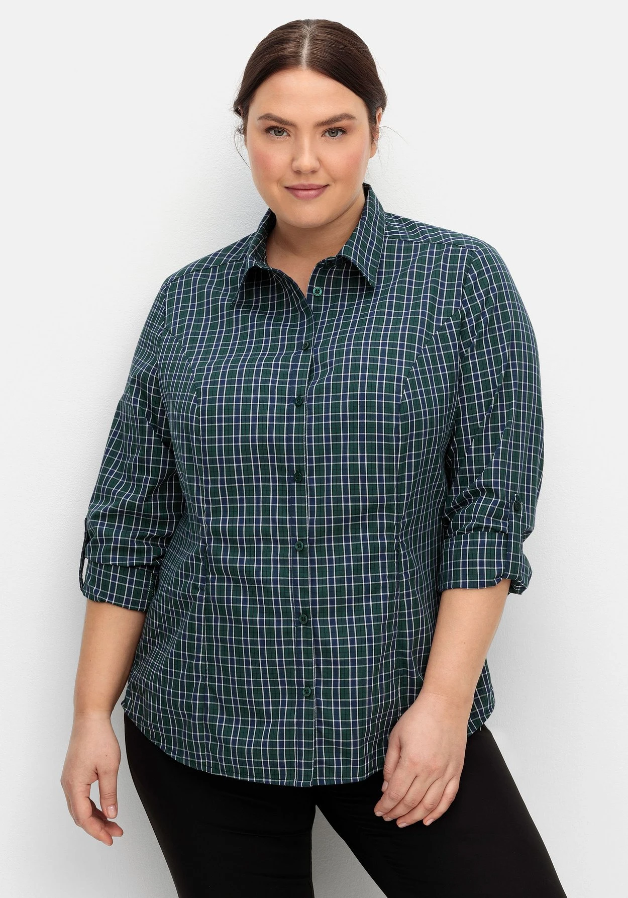 Sheego Karierte Wanderbluse Mit Taschen 3 Sheego Karierte Wanderbluse Mit Taschen