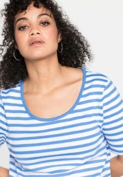 Sheego T-Shirt Mit Streifen Und Rundhalsausschnitt -Sheego Verkaufsgeschäft 14020202045 03WQV 02 SH