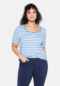 Sheego T-Shirt Mit Streifen Und Rundhalsausschnitt -Sheego Verkaufsgeschäft 14020202045 03WQY 02 SH