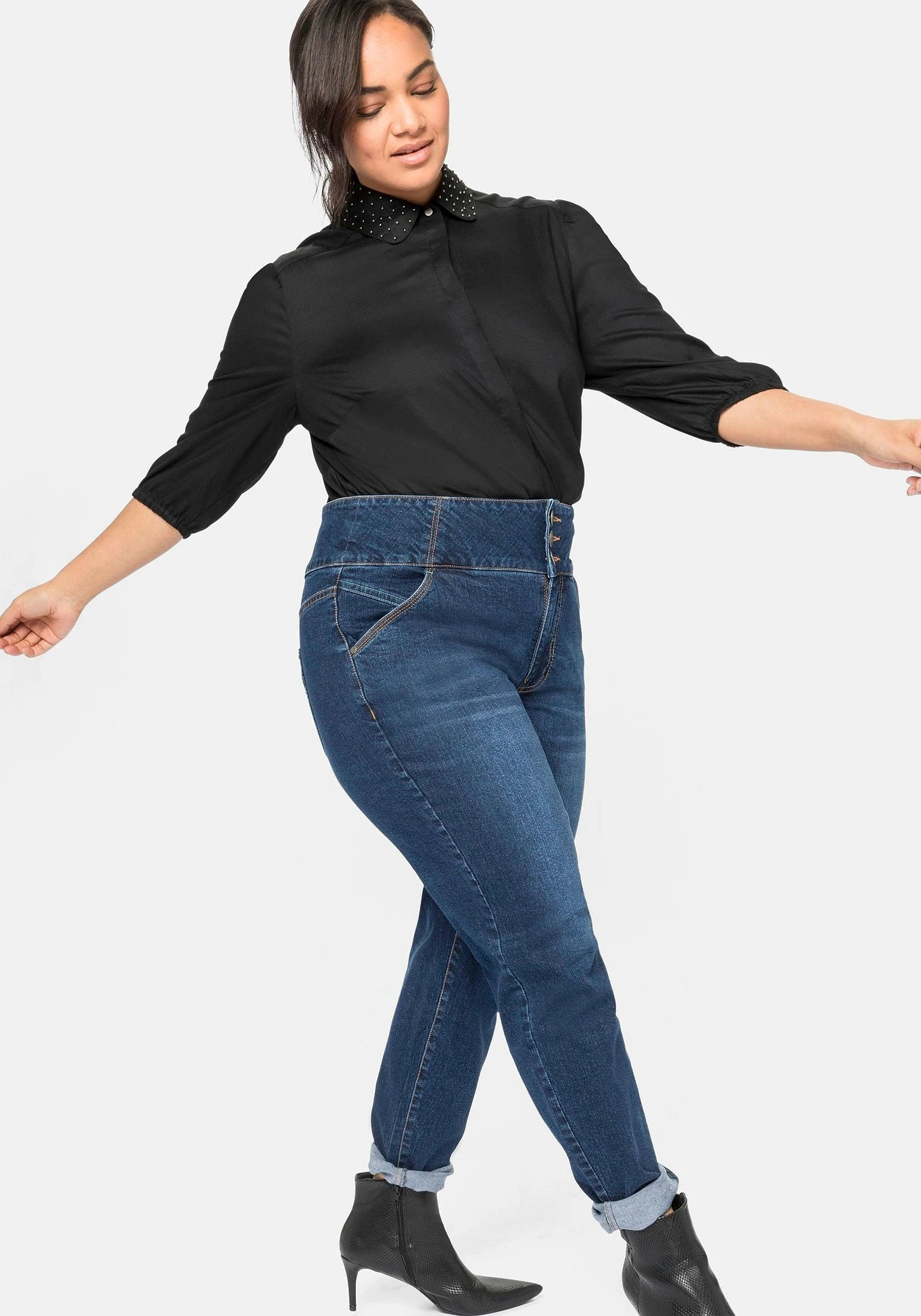 Sheego Slim Jeans In Curvy-Schnitt ANNE, Mit High-Waist-Bund 3 Sheego Slim Jeans In Curvy-Schnitt ANNE, Mit High-Waist-Bund