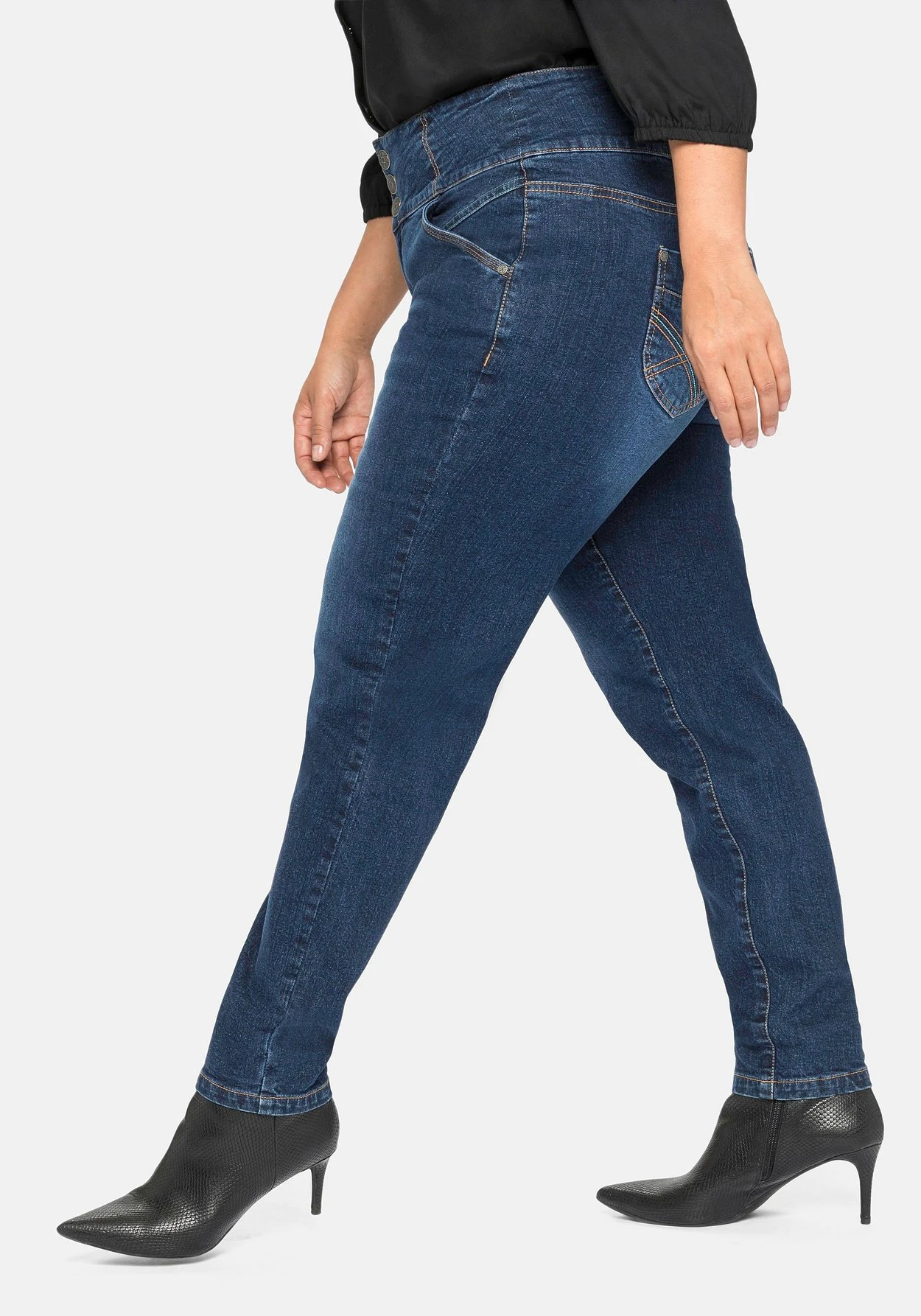 Sheego Slim Jeans In Curvy-Schnitt ANNE, Mit High-Waist-Bund 4 Sheego Slim Jeans In Curvy-Schnitt ANNE, Mit High-Waist-Bund – Bild 2