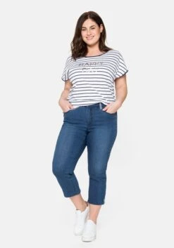 Sheego T-Shirt Mit Ringeln Und Statement-Foliendruck -Sheego Verkaufsgeschäft 14033700513 03YVQ 02 SH