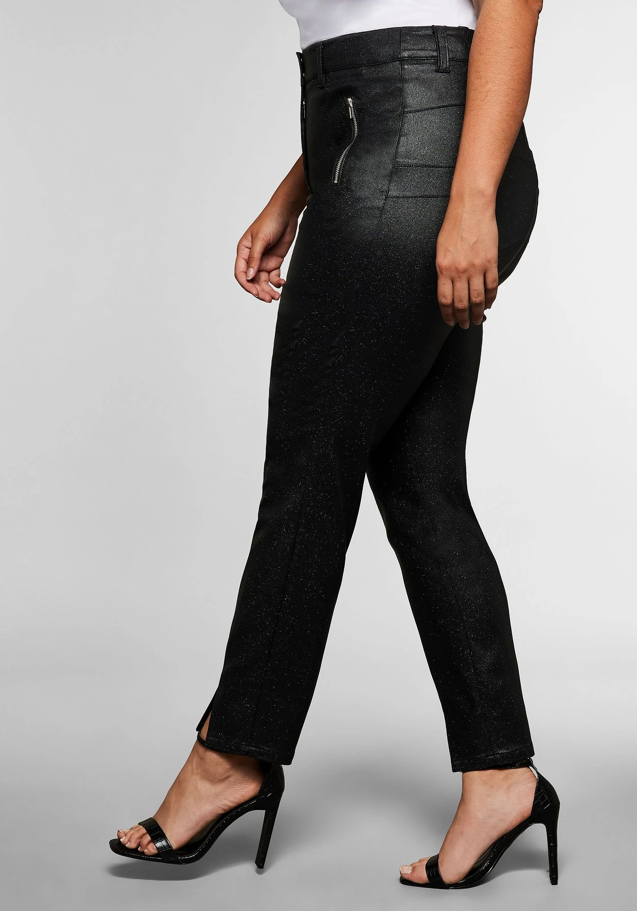 Sheego Schmale Hose Mit Glitzerdruck-Beschichtung 4 Sheego Schmale Hose Mit Glitzerdruck-Beschichtung – Bild 2