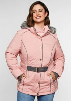 Sheego Steppjacke Mit Gürtel, Kapuze Und Reißverschluss
