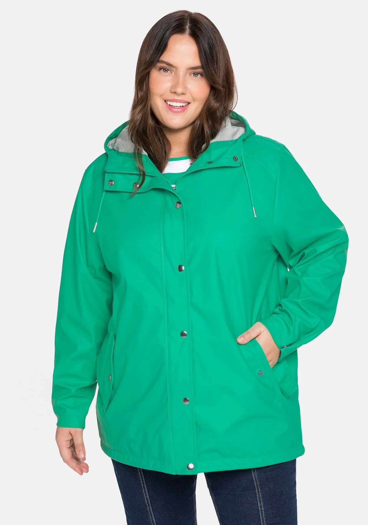 Sheego Regenjacke Mit Jerseyfutter, Hinten Länger Als Vorn 3 Sheego Regenjacke Mit Jerseyfutter, Hinten Länger Als Vorn