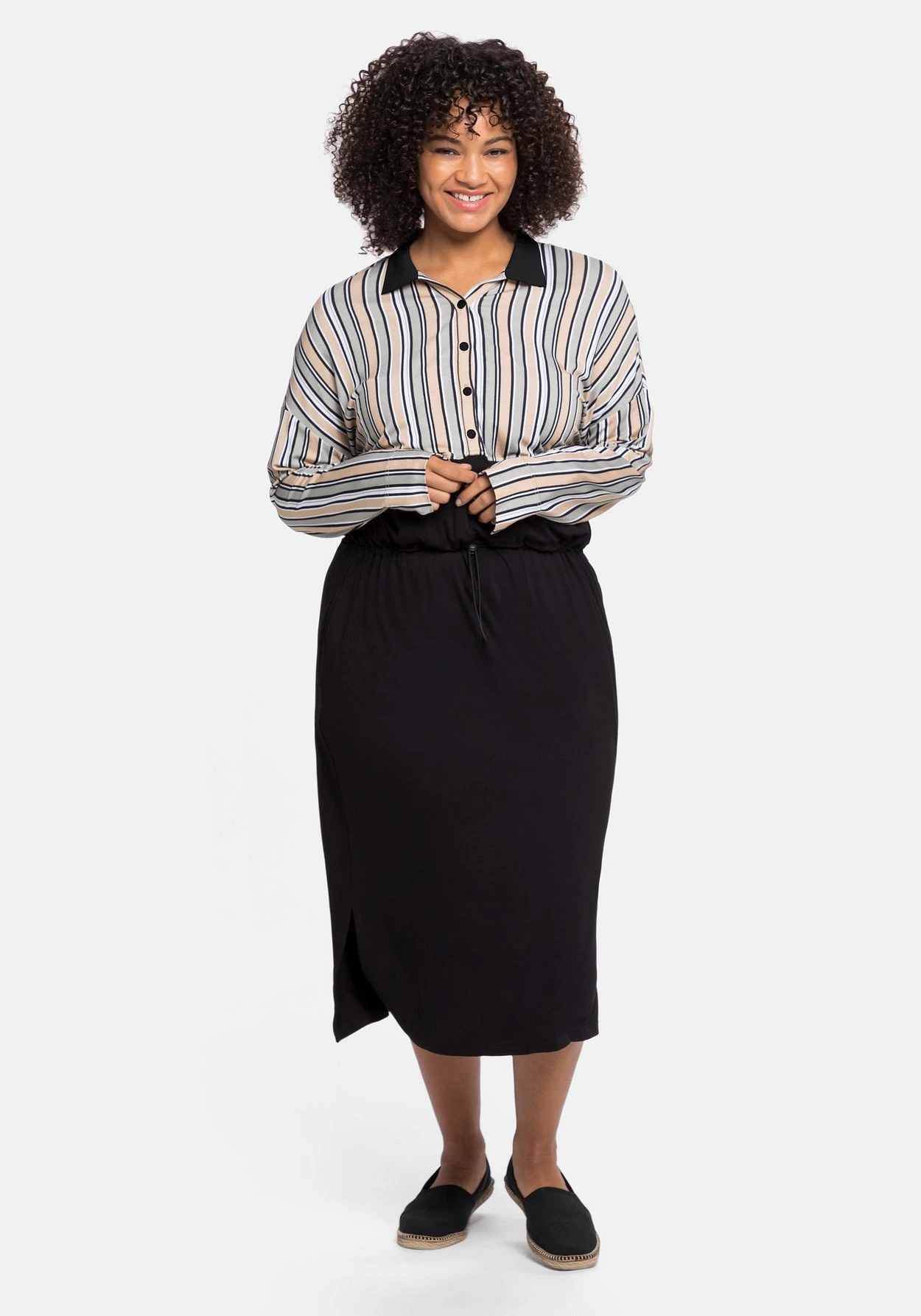 Sheego Blusenkleid Mit Knopfleiste Und Streifen 3 Sheego Blusenkleid Mit Knopfleiste Und Streifen