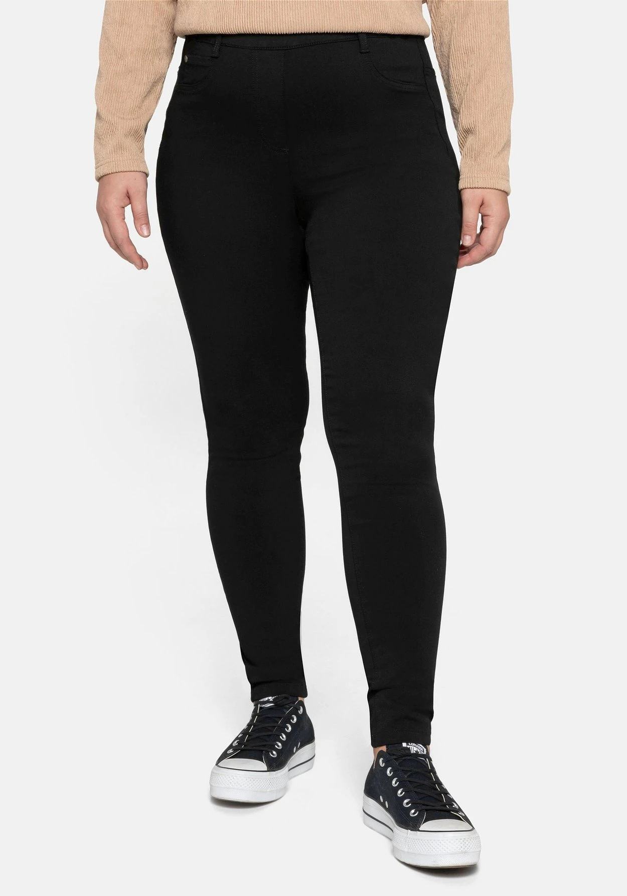 Sheego Treggings Mit Schlupfbund Und Gürtelschlaufen 3 Sheego Treggings Mit Schlupfbund Und Gürtelschlaufen