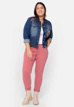 Jeansjacke Mit Blumenstickerei, Taillierte Form 11 Jeansjacke Mit Blumenstickerei, Taillierte Form -Sheego Verkaufsgeschäft 14303500053 048OP 02 SH