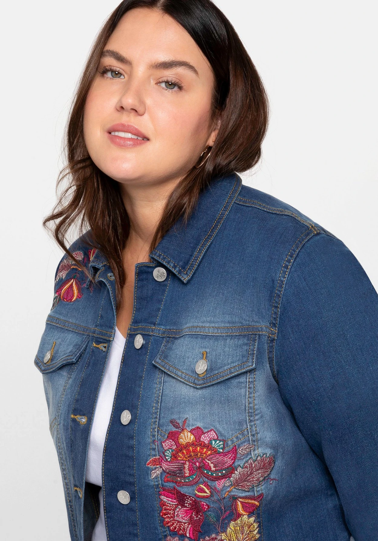 Jeansjacke Mit Blumenstickerei, Taillierte Form 7 Jeansjacke Mit Blumenstickerei, Taillierte Form – Bild 5