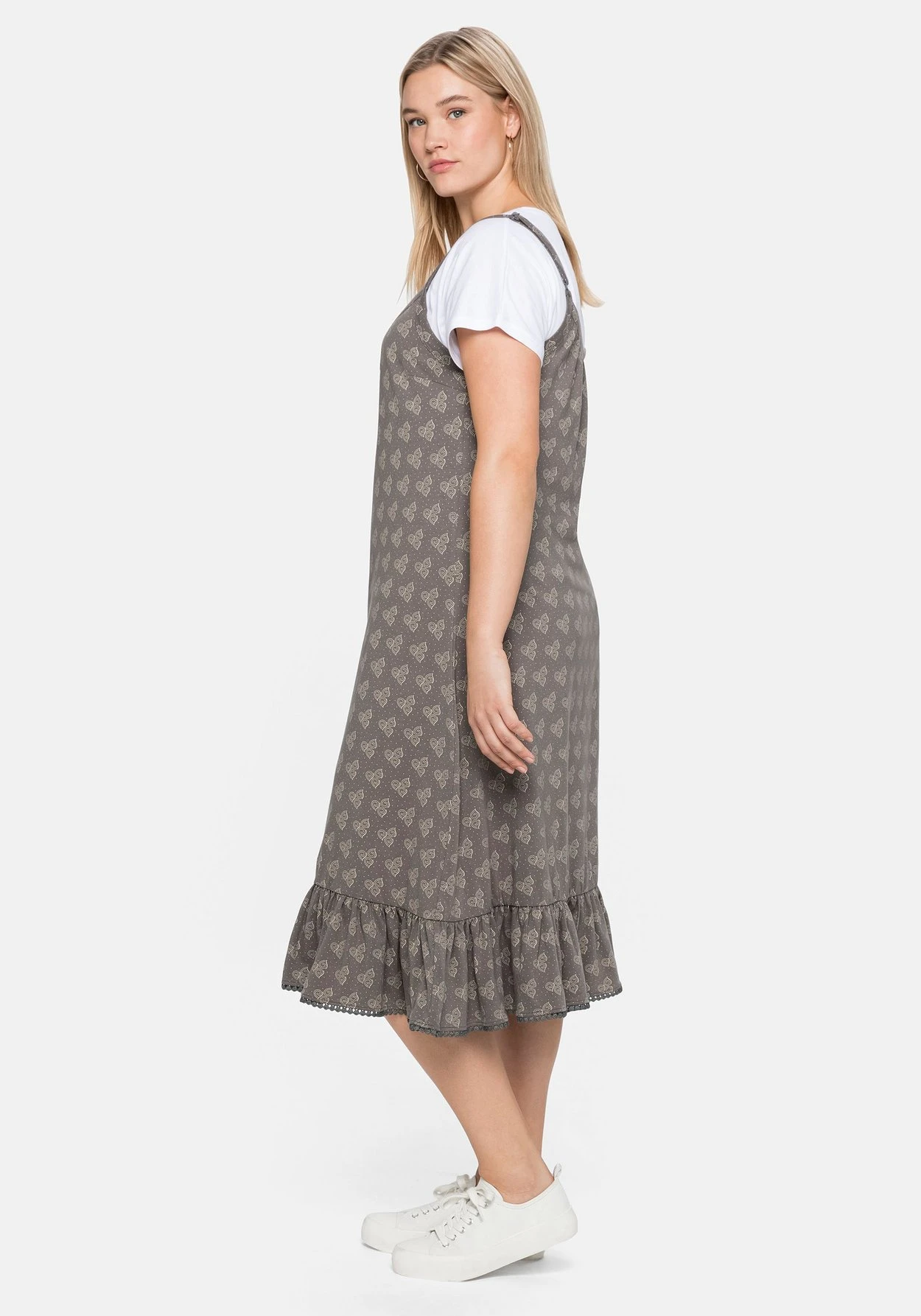 Sheego Trägerkleid Mit Shirt, In A-Linie Und Mit Alloverdruck 4 Sheego Trägerkleid Mit Shirt, In A-Linie Und Mit Alloverdruck – Bild 2