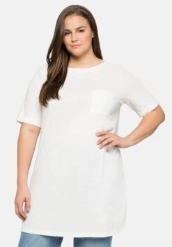 Sheego Longshirt Im Leinenmix, Hohe Seitenschlitze