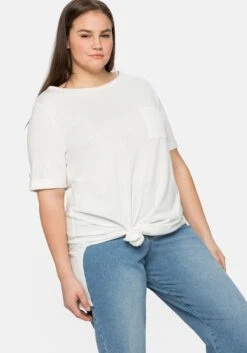 Sheego Longshirt Im Leinenmix, Hohe Seitenschlitze -Sheego Verkaufsgeschäft 14376800011 04BG6 02 SH