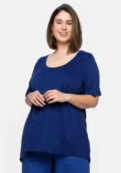 Sheego Ringelshirt Mit Zierknopfleiste Und Passe Hinten