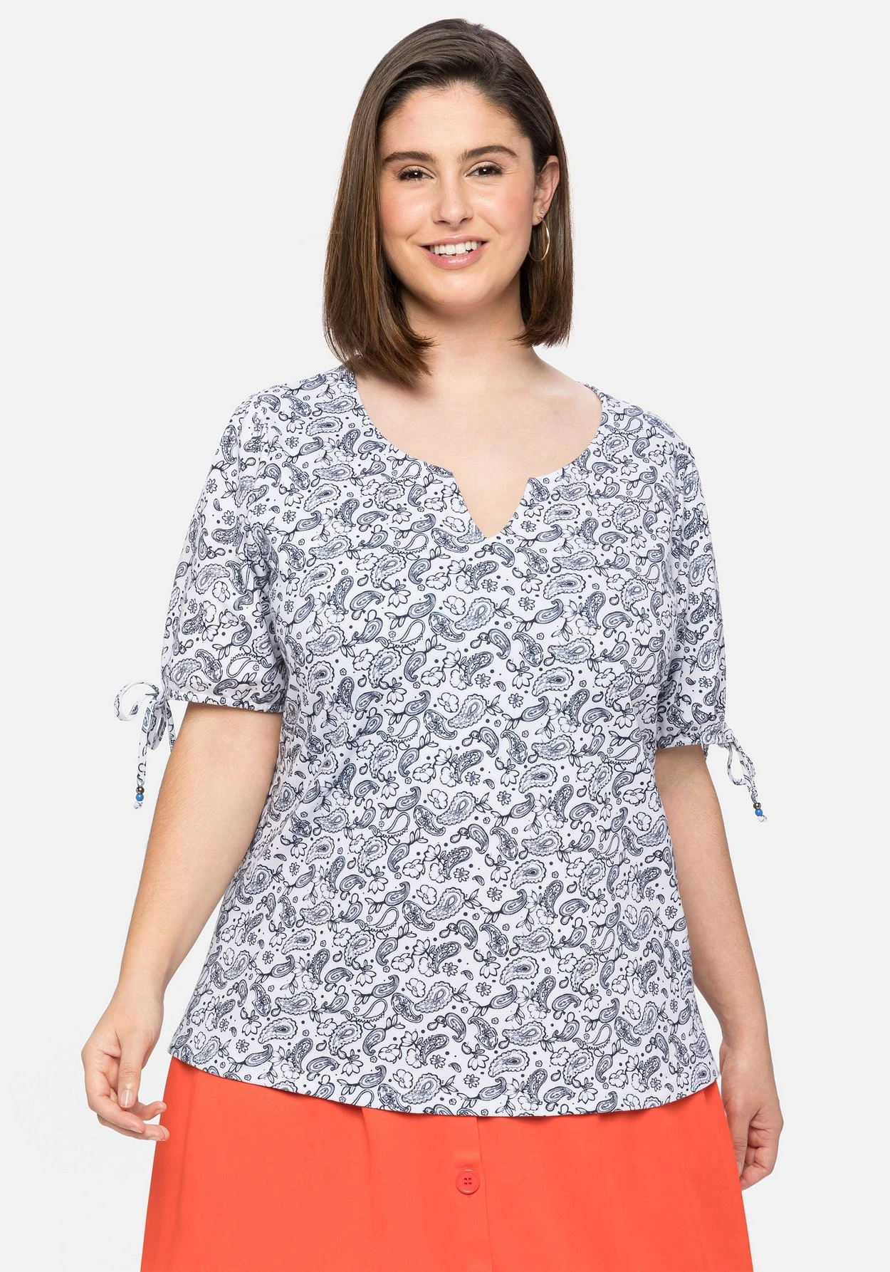 Sheego Shirt Mit Paisleydruck Und Bindeband Am Arm 3 Sheego Shirt Mit Paisleydruck Und Bindeband Am Arm