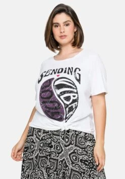 Shirt Mit Frontdruck Und Stickerei