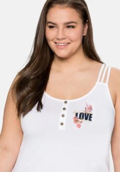 Top Mit Platziertem Druck Und Zierknopfleiste -Sheego Verkaufsgeschäft 14384100010 04BNO 02 SH