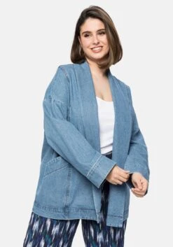 Sheego Jeansjacke Mit Schalkragen, In Kimono-Form
