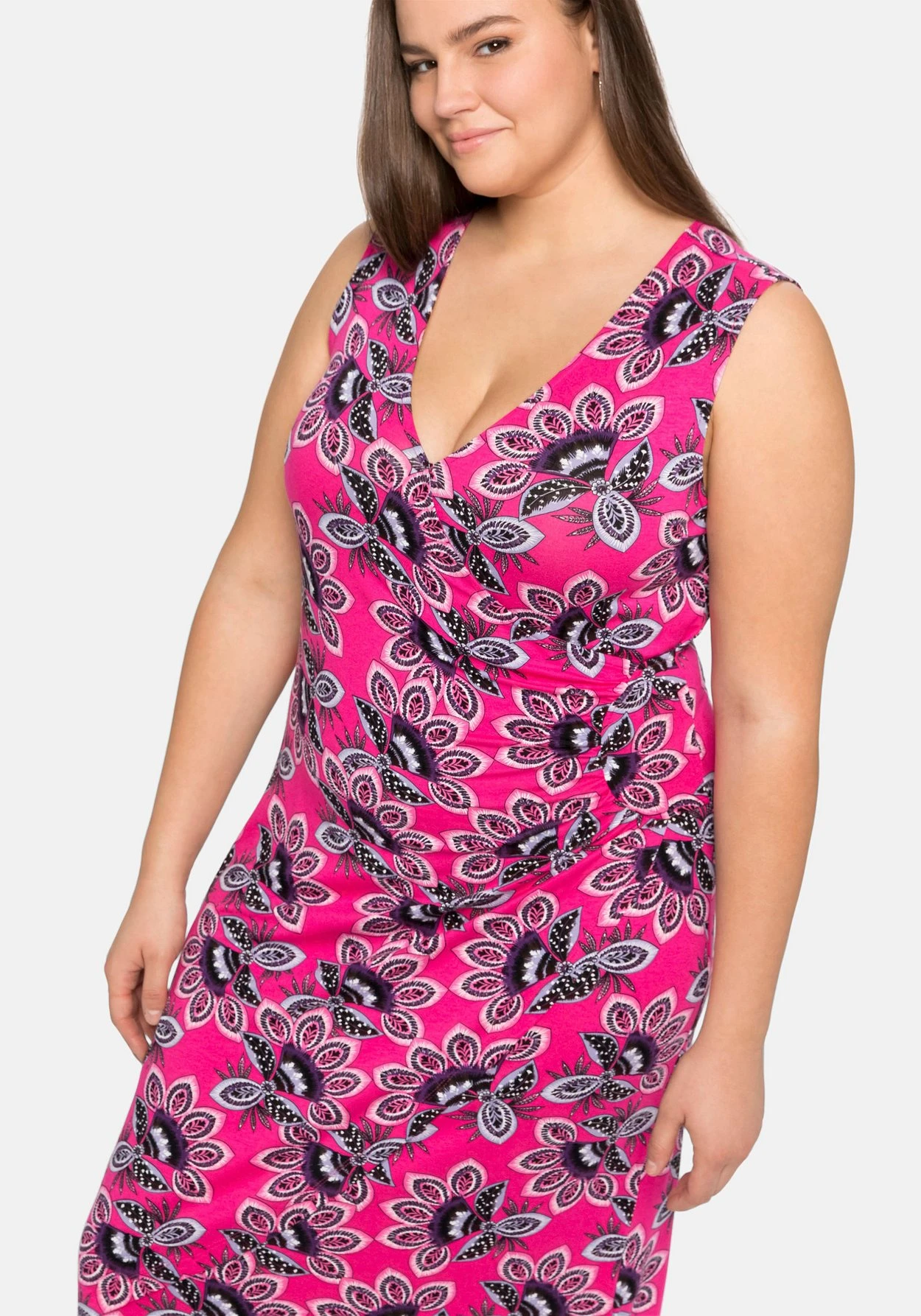 Jerseykleid In Wickeloptik, Mit Blumendruck 8 Jerseykleid In Wickeloptik, Mit Blumendruck – Bild 6