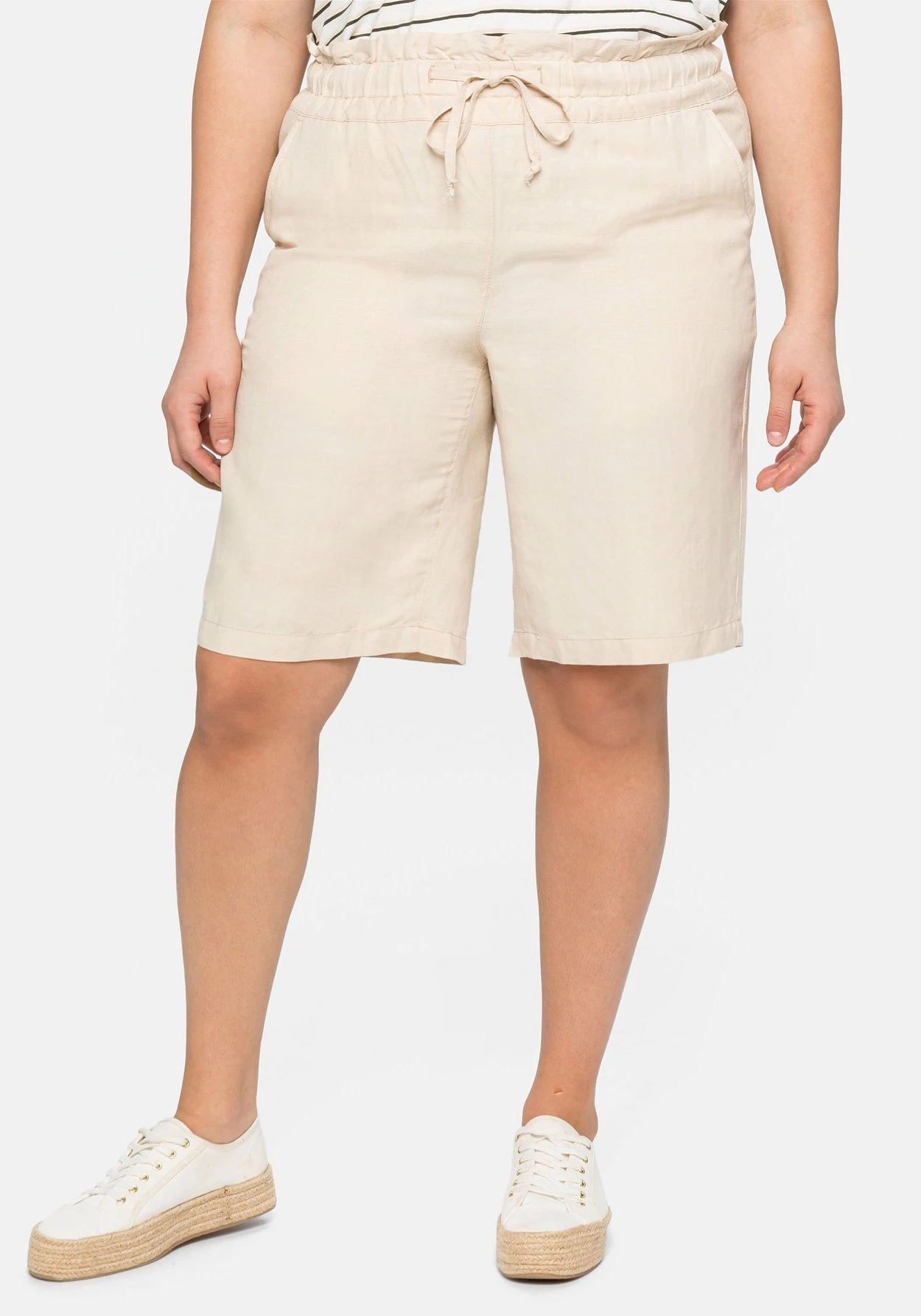 Sheego Bermudas Im Leinenmix, Mit Paperbag-Bund 3 Sheego Bermudas Im Leinenmix, Mit Paperbag-Bund