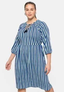 Sheego Jerseykleid Mit Streifen, Bindeband Am Ausschnitt 13 Sheego Jerseykleid Mit Streifen, Bindeband Am Ausschnitt -Sheego Verkaufsgeschäft 14397101579 04C5U 02 SH