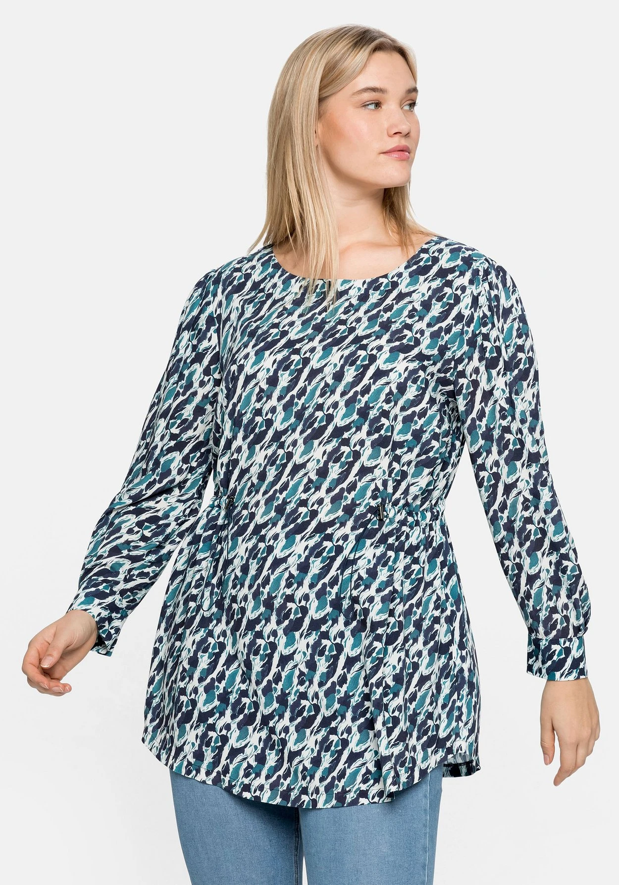 Sheego Longtunika Mit Alloverdruck Und Taillengummizug 3 Sheego Longtunika Mit Alloverdruck Und Taillengummizug