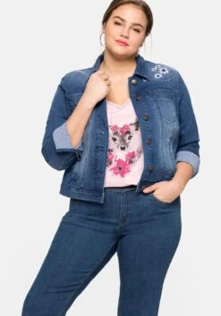 Sheego Kurze Jeansjacke Mit Trachten-Stickereien 13 Sheego Kurze Jeansjacke Mit Trachten-Stickereien -Sheego Verkaufsgeschäft 14401000053 04AQP 00 SH