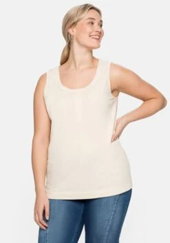 Sheego Tanktop Mit Zierknopfleiste, Geflammte Qualität