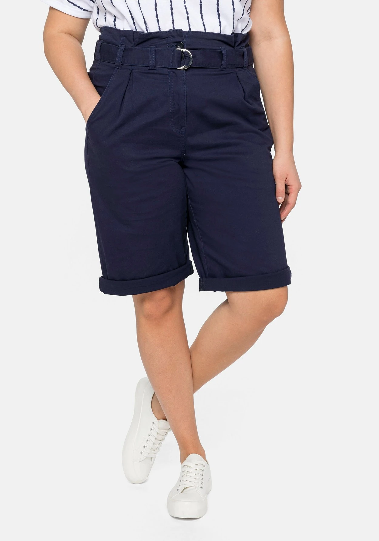 Sheego Twill-Bermudas Mit High-Waist-Bund Und Gürtel 3 Sheego Twill-Bermudas Mit High-Waist-Bund Und Gürtel
