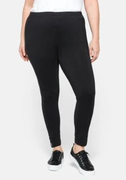 Sheego Leggings In Ankle-Länge, Mit Knopf-Detail Am Saum