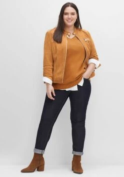 Sheego Jacke Im Bikerstil, Aus Velourslederimitat 11 Sheego Jacke Im Bikerstil, Aus Velourslederimitat -Sheego Verkaufsgeschäft 14457100076 04EMK 02 SH