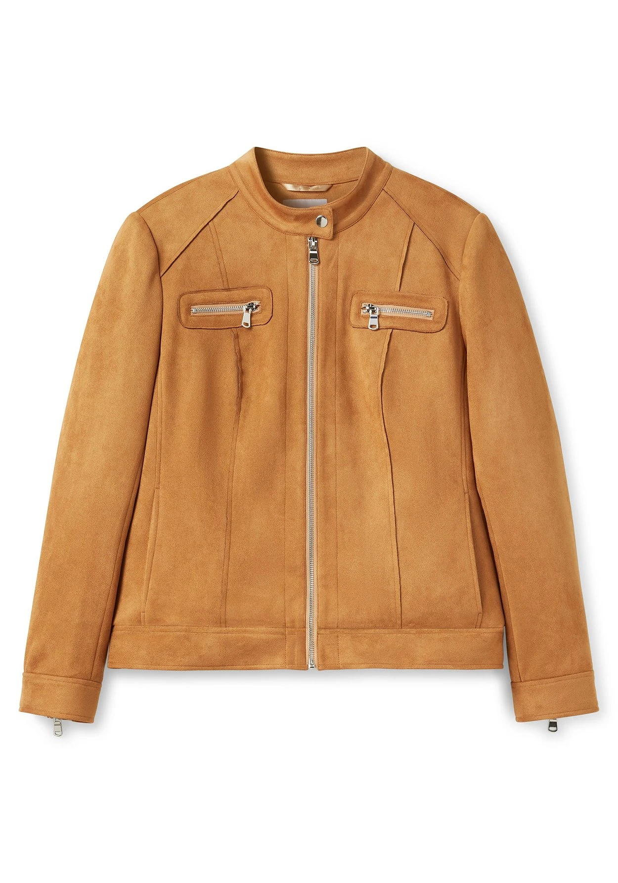 Sheego Jacke Im Bikerstil, Aus Velourslederimitat 5 Sheego Jacke Im Bikerstil, Aus Velourslederimitat – Bild 3