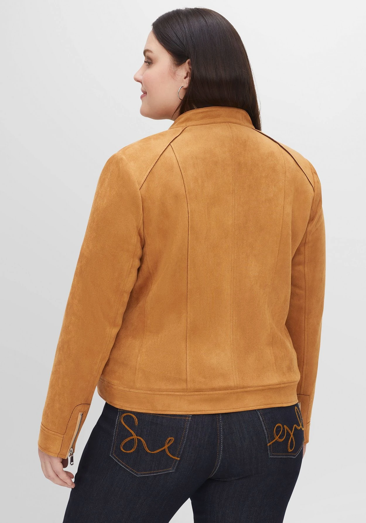 Sheego Jacke Im Bikerstil, Aus Velourslederimitat 4 Sheego Jacke Im Bikerstil, Aus Velourslederimitat – Bild 2