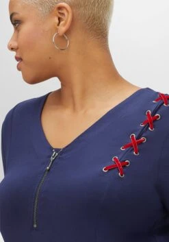 Jerseykleid Mit Schnürung Und Reißverschluss 12 Jerseykleid Mit Schnürung Und Reißverschluss -Sheego Verkaufsgeschäft 14460400018 04F7L 02 SH