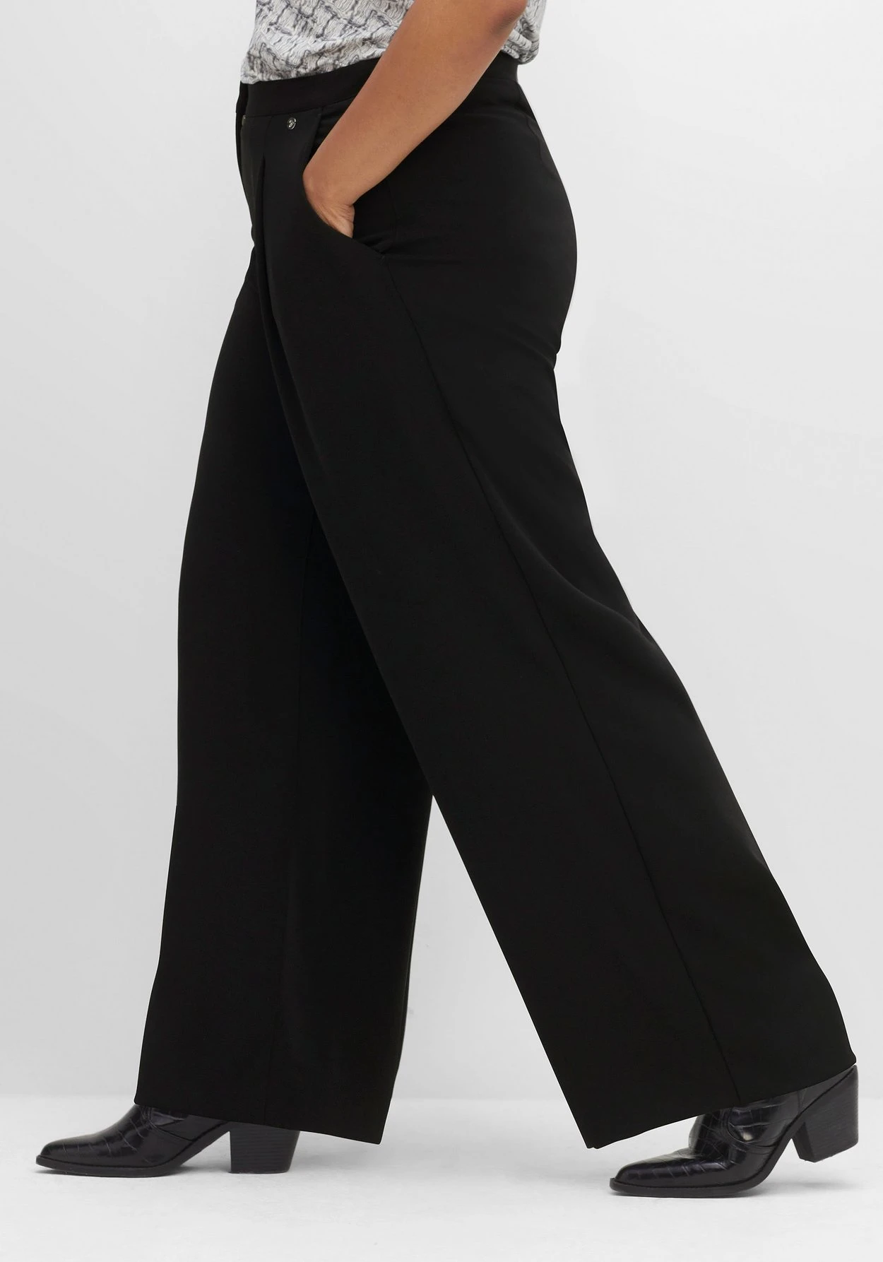 Sheego Weite Hose Mit Bundfalten, Knitterarm 4 Sheego Weite Hose Mit Bundfalten, Knitterarm – Bild 2