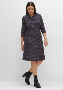 Sheego Jerseykleid In Hemdblusen-Stil, Leicht Elastisch