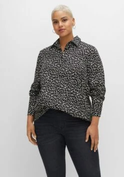 Sheego Hemdbluse Mit Alloverdruck, Aus Popeline