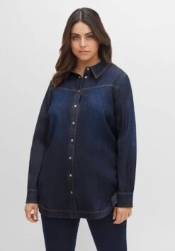 Sheego Jeansbluse Mit Kontrastnähten Und Druckknöpfen