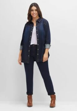 Sheego Jeansbluse Mit Kontrastnähten Und Druckknöpfen -Sheego Verkaufsgeschäft 14477400332 04FPJ 02 SH
