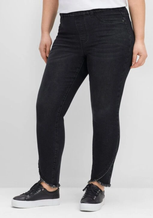 Sheego Schmale Jeans Mit Gummibund Und Fransensaum -Sheego Verkaufsgeschäft 14480400341 04FDL 02 SH