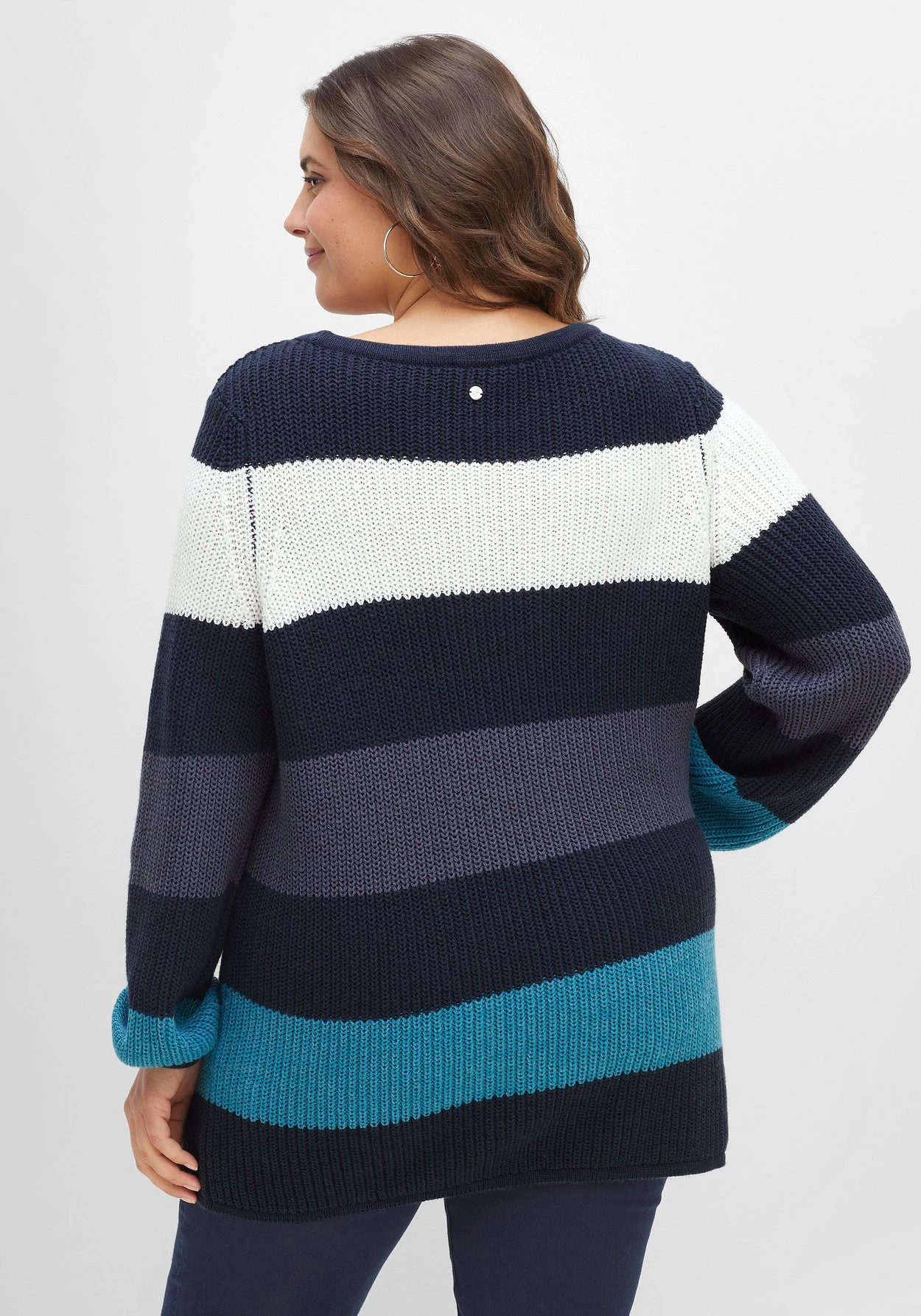 Sheego Pullover Mit Blockstreifen, In Perlfangstruktur 4 Sheego Pullover Mit Blockstreifen, In Perlfangstruktur – Bild 2