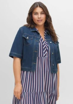 Sheego Jeansjacke In Kurzer, Kastiger Form Mit Halbarm
