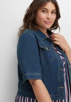 Sheego Jeansjacke In Kurzer, Kastiger Form Mit Halbarm -Sheego Verkaufsgeschäft 14492600053 04GDB 02 SH