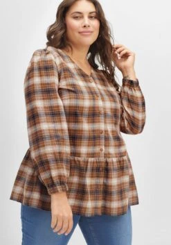 Sheego Karierte Bluse In A-Linie, Mit Schößchen 13 Sheego Karierte Bluse In A-Linie, Mit Schößchen -Sheego Verkaufsgeschäft 14496600076 04GM3 02 SH